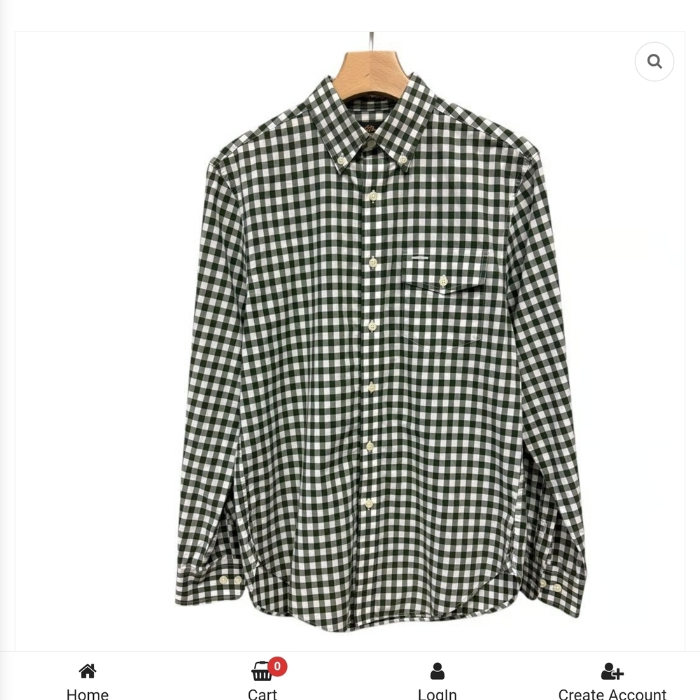 L.L. Bean Wrinkle Free Green and White‎ Checkered Men's Shirt